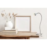 Lampa cu clema, nichel satinat, crom, acril, flexo, intrerupator, WxH: 430x480, inclusiv 1xLED 3W 3.6V, 150lm, 3000K. - imagine 2