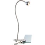 Lampa cu clema, nichel satinat, crom, acril, flexo, intrerupator, WxH: 430x480, inclusiv 1xLED 3W 3.6V, 150lm, 3000K.