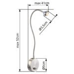 Lampa cu clema, nichel satinat, crom, acril, flexo, intrerupator, WxH: 430x480, inclusiv 1xLED 3W 3.6V, 150lm, 3000K. - imagine 4