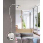 Aplica de perete nichel satinat, crom, acril, cablu de alimentare transparent, flexo, comutator, H: 520, AL: 410, inclusiv 1xLED 3W 3,6V, 150lm, 3000K. - imagine 2