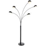 Lampadar metal negru, marmură neagră, LxLxA: 1300x1200x2000mm, lungime cablu 1800mm,excl 5x E14 40W 230V