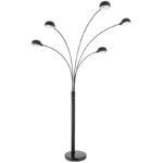 Lampadar metal negru, marmură neagră, LxLxA: 1300x1200x2000mm, lungime cablu 1800mm,excl 5x E14 40W 230V - imagine 3