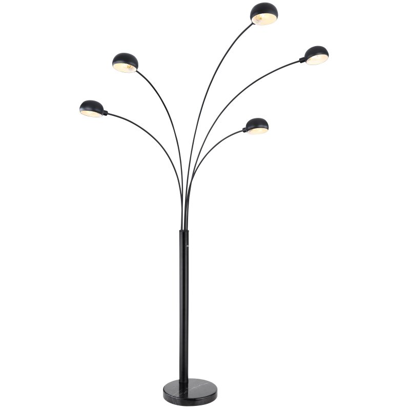 seymour-58228nb-g27344 Lampadar metal negru, marmură neagră, LxLxA: 1300x1200x2000mm, lungime cablu 1800mm,excl 5x E14 40W 230V - imagine 1
