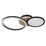 Plafonieră metal negru mat, MDF, imitație de lemn închis, plastic alb, rotativ/inclinabil, L x l x I: 515x300x105mm, incl. LED 28W 230V, sursă 3300lm, ieșire 2100lm, 3000K - imagine 3