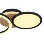 Plafonieră metal negru mat, MDF, imitație de lemn închis, plastic alb, rotativ/inclinabil, L x l x I: 515x300x105mm, incl. LED 28W 230V, sursă 3300lm, ieșire 2100lm, 3000K - imagine 5