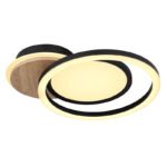 Plafonieră metal negru mat, MDF, imitație de lemn închis, plastic alb, rotativ/inclinabil, L x l x I: 515x300x105mm, incl. LED 28W 230V, sursă 3300lm, ieșire 2100lm, 3000K - imagine 6