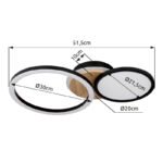 Plafonieră metal negru mat, MDF, imitație de lemn închis, plastic alb, rotativ/inclinabil, L x l x I: 515x300x105mm, incl. LED 28W 230V, sursă 3300lm, ieșire 2100lm, 3000K - imagine 7