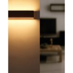Aplica de perete metal lemn aspect maro, acril alb, luminează în sus și în jos, intrerupator, LxH: 295x80, AL: 45, incl. 1xLED 12W 230V, sursă 1400lm, ieșire 450lm, 3000K - imagine 2
