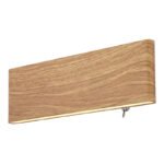Aplica de perete metal lemn aspect maro, acril alb, luminează în sus și în jos, intrerupator, LxH: 225x80, AL: 45, incl. 1xLED 8W 230V, sursă 850lm, ieșire 240lm, 3000K