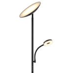 Lampă de podea metal negru mat, plastic negru mat, touch on/off, dimmable, flexo, ø: 250mm, H: 1790mm, lung. cablu 1800mm, 1 x LED 20W 230V, sursă 240-1900lm, ieșire 150-1100lm, CCT 3000/4000/6500K, 1 x LED 5W 230V, sursă 450lm, ieșire 330lm, 3000K - imagine 4