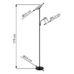 Lampă de podea metal negru mat, plastic negru mat, touch on/off, dimmable, flexo, ø: 250mm, H: 1790mm, lung. cablu 1800mm, 1 x LED 20W 230V, sursă 240-1900lm, ieșire 150-1100lm, CCT 3000/4000/6500K, 1 x LED 5W 230V, sursă 450lm, ieșire 330lm, 3000K - imagine 6