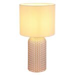 Lampă de masă sticlă de culoarea șampaniei, material textil de culoarea șampaniei, cablu PVC alb, comutator basculant pe cablu, ø: 265mm, H: 500mm, lungime cablu 1300mm, excl. 1x E27 60W 230V