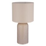 Lampă de masă sticlă de culoarea șampaniei, material textil de culoarea șampaniei, cablu PVC alb, comutator basculant pe cablu, ø: 265mm, H: 500mm, lungime cablu 1300mm, excl. 1x E27 60W 230V - imagine 3