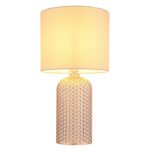 Lampă de masă sticlă de culoarea șampaniei, material textil de culoarea șampaniei, cablu PVC alb, comutator basculant pe cablu, ø: 265mm, H: 500mm, lungime cablu 1300mm, excl. 1x E27 60W 230V - imagine 4