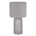 Lampă de masă sticlă gri, textil gri, cablu PVC alb, comutator basculant pe cablu, ø: 265mm, H: 500mm, lungime cablu 1300mm, excl. 1x E27 60W 230V - imagine 4