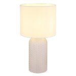 Lampă de masă sticlă albă, material textil alb, cablu PVC alb, comutator basculant pe cablu, ø: 265mm, H: 500mm, lungime cablu 1300mm, excl. 1x E27 60W 230V