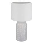 Lampă de masă sticlă albă, material textil alb, cablu PVC alb, comutator basculant pe cablu, ø: 265mm, H: 500mm, lungime cablu 1300mm, excl. 1x E27 60W 230V - imagine 3
