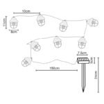 Corp iluminat solar, plastic negru, ghirlanda luminosasa cu 8 lanterne,  cablu de 150 cm, IP44, L:4300, inkl. 8xLED 0,06W 3,2V, alb/cald - imagine 5