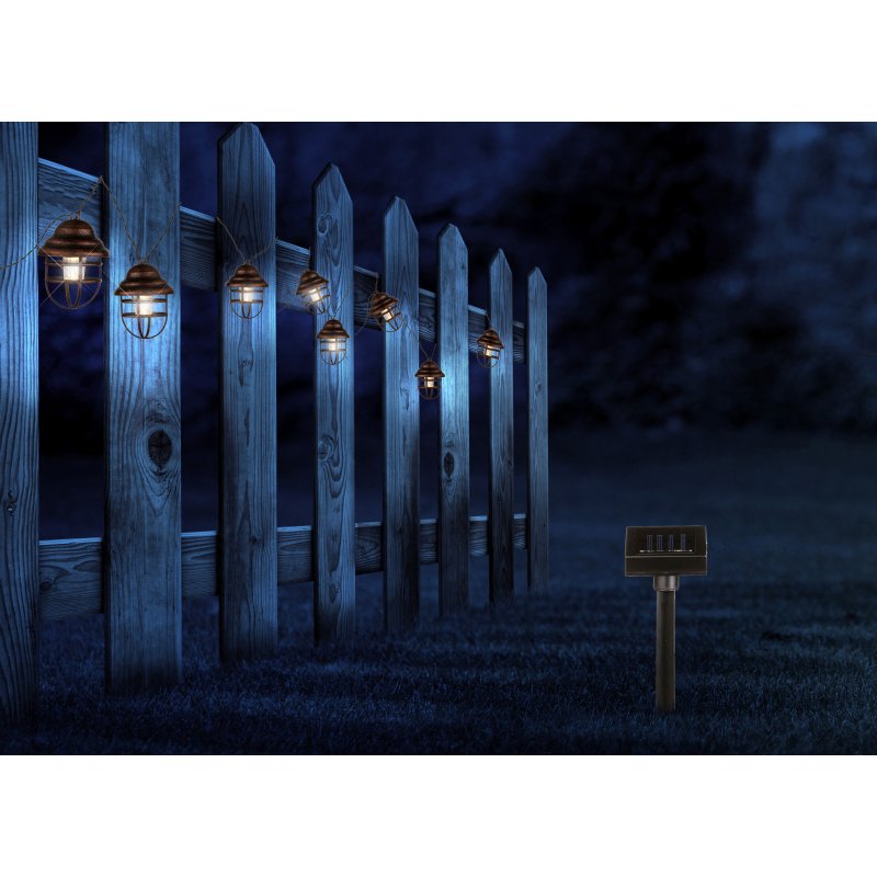 solar-33059-8-g21223-5 Corp iluminat solar, plastic negru, ghirlanda luminosasa cu 8 lanterne, cablu de 150 cm, IP44, L:4300, inkl. 8xLED 0,06W 3,2V, alb/cald - imagine 1