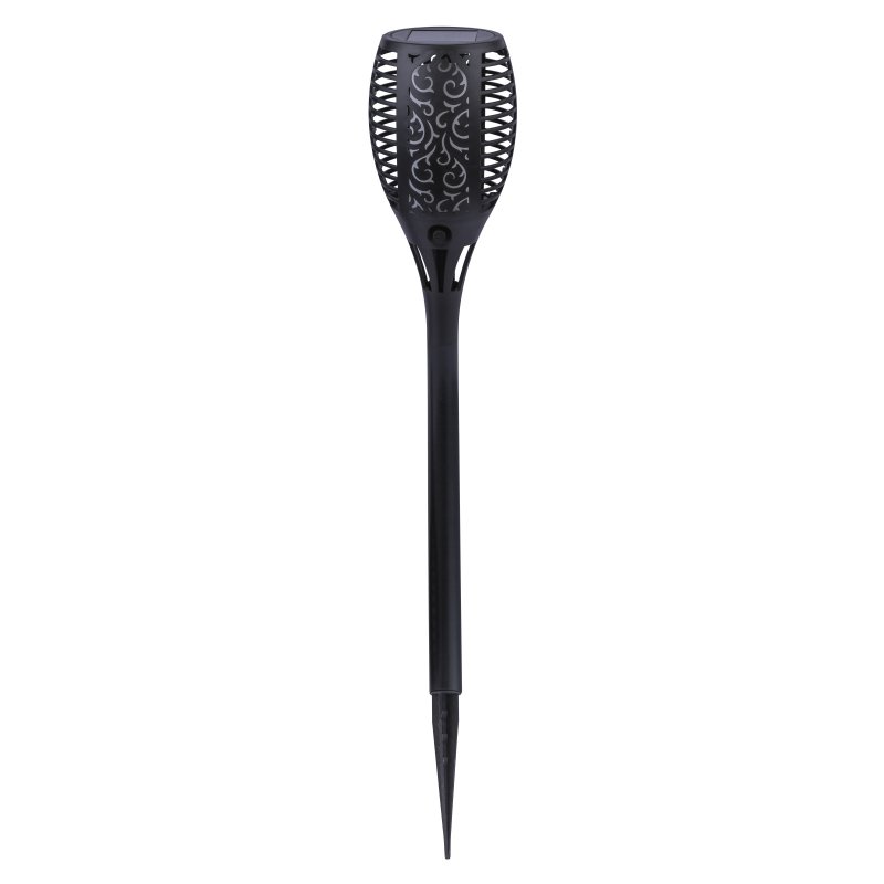 solar-33077-g24256-4 Corp iluminat solar, plastic negru, faclie, efect de flacara, IP44, intrerupator, D:100, H:580, inkl. 36xLED 0,1W 3V, galben, 1800K - imagine 1