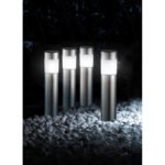 Corp iluminat solar, metal/plastic Set de 4 buc, IP44, D:65, H:380, inkl. 1xLED 0,07W 3V, alb - imagine 3