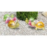 Lampa solară din plastic multicolor, 20 de piese asortate, melci și broaște țestoase, IP44, întrerupător, LxWxH: 97x60x58, incl.1xLED 0.06W 3V, alb cald