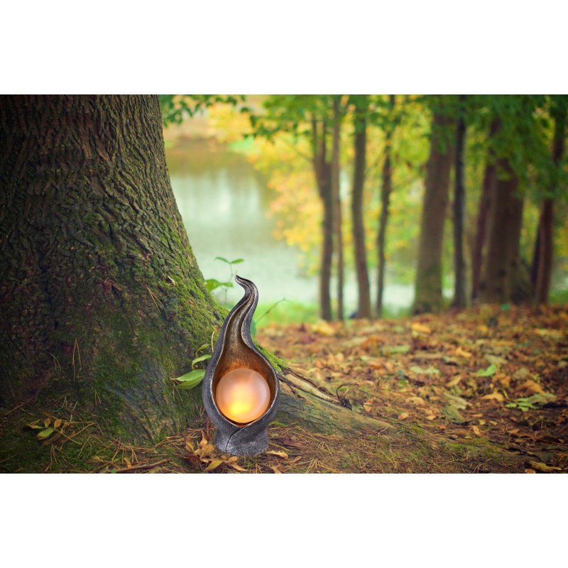 solar-33439-g24359-5 Lampă solară plastic argintiu, auriu, IP44, flacără, Lxlxh: 120x110x265mm, inclusiv 36x LED 0.06W 3V, 3000K - imagine 1
