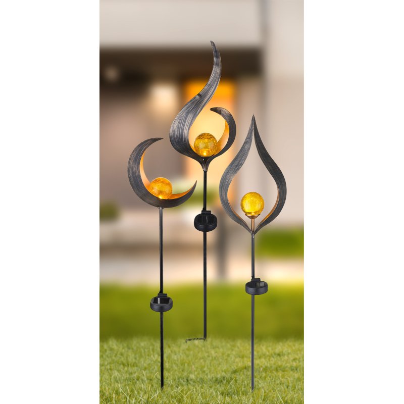 solar-33467-g22822-6 Corp iluminat solar, metal culoare bronz, sticla transparenta cu model , IP44, LxBxH:175x60x900, inkl. 1xLED 0,02W 3V - imagine 1