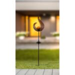 Lampă solară metal negru, metal auriu,sticla galben , tepus in pamant tip flacara, IP44, intrerupator,, LxH: 165x900, inclusiv 1xLED 0.06W 3.2V, 3000K - imagine 2