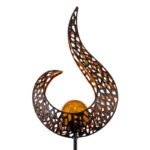 Lampă solară metal negru, metal auriu,sticla galben , tepus in pamant tip flacara, IP44, intrerupator,, LxH: 165x900, inclusiv 1xLED 0.06W 3.2V, 3000K - imagine 4