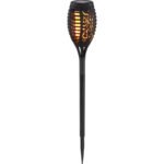 Lampa solară din plastic negru, lanternă ,pe vârf LED care pâlpâie, IP44, întrerupător,set de 3 buc, D: 75 H: 495, incl. 12xLED 0,1W 3V, galben, 1800K - imagine 4