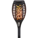 Lampa solară din plastic negru, lanternă ,pe vârf LED care pâlpâie, IP44, întrerupător,set de 3 buc, D: 75 H: 495, incl. 12xLED 0,1W 3V, galben, 1800K - imagine 5