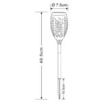 Lampa solară din plastic negru, lanternă ,pe vârf LED care pâlpâie, IP44, întrerupător,set de 3 buc, D: 75 H: 495, incl. 12xLED 0,1W 3V, galben, 1800K - imagine 6