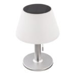 Lampa solară din oțel inoxidabil, plastic alb, veioza de masă cu intrerupator prin tragere, IP44, D: 195, H: 280, incl. 10xLED 0.2W 5V, alb cald, 3000K - imagine 4