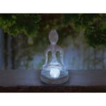 Lampa solară plastic de culoare bronz, gri,cu sticlă efect spart transparentă, IP44, forma Buddha așezat cu bilă, LxLxH: 175x150x300mm, inclusiv LED 0.06W 3V, 6000K - imagine 3