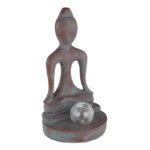 Lampa solară plastic de culoare bronz, gri,cu sticlă efect spart transparentă, IP44, forma Buddha așezat cu bilă, LxLxH: 175x150x300mm, inclusiv LED 0.06W 3V, 6000K - imagine 4