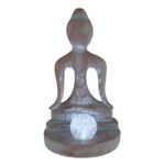 Lampa solară plastic de culoare bronz, gri,cu sticlă efect spart transparentă, IP44, forma Buddha așezat cu bilă, LxLxH: 175x150x300mm, inclusiv LED 0.06W 3V, 6000K - imagine 5