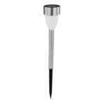 Lampa solară din oțel inoxidabil, plastic alb satinat, set de 3buc , LED-uri care pâlpâie, IP44, întrerupător, D: 55, H: 365, incl. 3xLED 0.06W 3.2V, galben - imagine 3