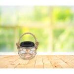 Lampa solara plastic, sticlă transparentă, textil, Displey 12 buc, IP44, intrerupator, D: 100, H: 170, inclusiv 1xLED 0,06W 3,2V, žlté.