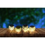 Lampă solară plastic negru, sticla, paharele cu 4 decoruri defirite, sortate a cate 3 buc , IP44,intrerupator, D: 80. H: 60, inclusiv 1xLED 0,06W 3,2V - imagine 2
