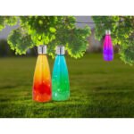 Lampa solară Sticlă solară , violet, albastru, galben, display de12 buc,  în 3x  culori diferite, IP44, comutator, D. 90, H: 260, inclusiv 10xLED 0,06W 3V. - imagine 2