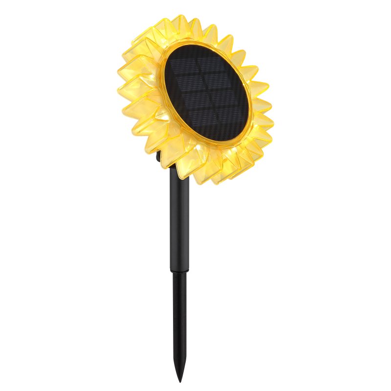 solar-33598-g29349 Lumină solară din plastic negru mat, plastic galben, comutator de presiune, IP44, soare, ø: 130mm, H: 295mm, incl. 8x LED 0.06W 3V, 3000K - imagine 1