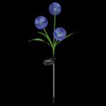 Lumină solară din oțel inoxidabil, plastic negru mat, violet, verde, comutator glisant, IP44, ø: 230mm, H: 750mm, incl. 3x LED 0.06W 3V, 5000K - imagine 3