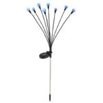 Lumină solară din oțel inoxidabil, plastic negru mat, alb, comutator glisant, RGB, mobil,, IP44, LxLxH: 200x120x700mm, inclusiv 8x RGB LED 0.06W 3.2V - imagine 6
