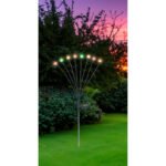 Lumină solară din oțel inoxidabil, plastic negru mat, alb, comutator glisant, RGB, mobil,, IP44, LxLxH: 200x120x700mm, inclusiv 8x RGB LED 0.06W 3.2V
