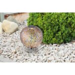 Corp iluminat solar  metal argintiu antic/ auriu, negru, vârf de pământ cu bilă, cu perforatii decorative, IP44, comutator, D: 270, H: 380, incl. 1xLED 0,06W 3V, 3000K - imagine 3