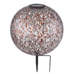 Corp iluminat solar  metal argintiu antic/ auriu, negru, vârf de pământ cu bilă, cu perforatii decorative, IP44, comutator, D: 270, H: 380, incl. 1xLED 0,06W 3V, 3000K - imagine 5