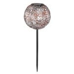 Lampa solară metal gri argintiu,forma de bila ,cu perforatii decorative si tepus pamant , IP44, întrerupător, D: 185, H: 540, incl. 1xLED 0.06W 3V, 3000K - imagine 3