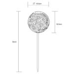 Lampa solară metal gri argintiu,forma de bila ,cu perforatii decorative si tepus pamant , IP44, întrerupător, D: 185, H: 540, incl. 1xLED 0.06W 3V, 3000K - imagine 5