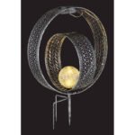Lampă solară metal argintiu antic, sticlă efect spart transparentă, IP44, inel mic rotativ, pentru masa sau cu tepus de pământ, LxLxH: 300x200x420mm, inclusiv LED 0.06W 3V, 2700K - imagine 4